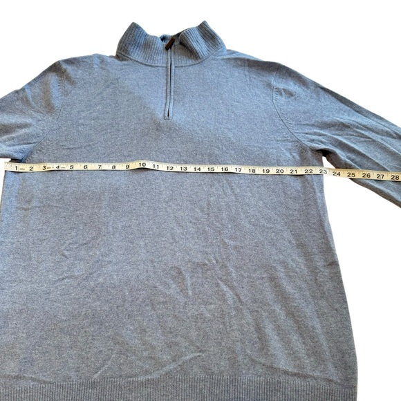 Nordstrom Mens Cashmere Blue Long Sleeve Turtleneck 1/4 Zip Sweater Size L - Picture 5 of 10